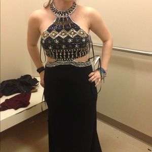 Faux two piece prom gown